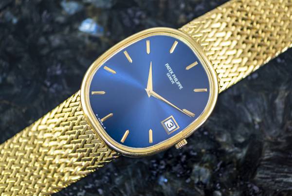 Patek Philippe 3605 Ellipse d'or Date blue dial PP Servicerechnung 2008